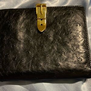 Gucci Ostrich Leather Compact Black Wallet